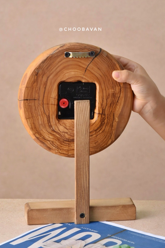ساعت چوبی زیتون